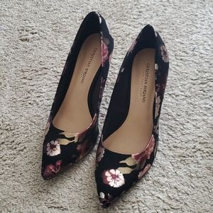 Christian Siriano Black Floral Heels